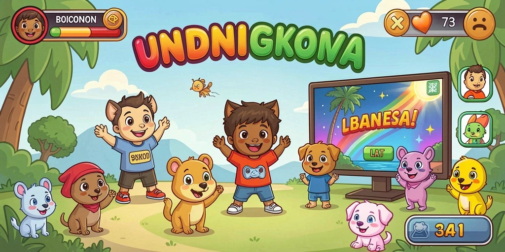 Tampilan layar utama dengan karakter pilihan yang menarik.