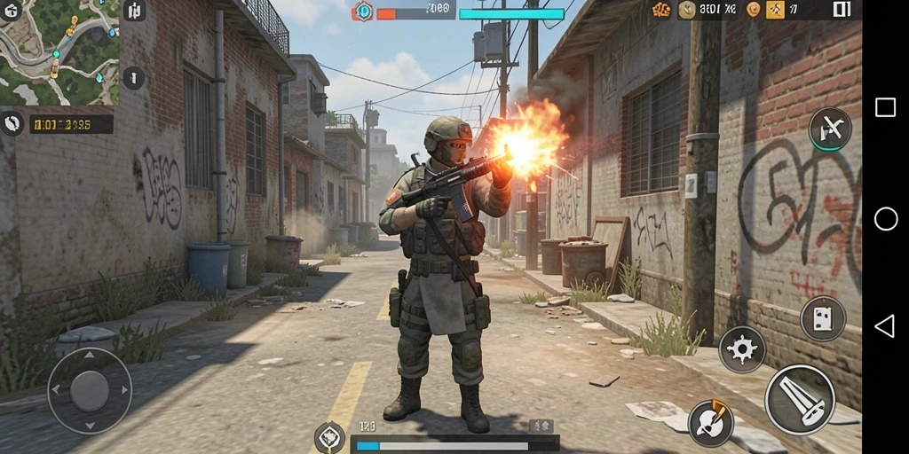 Screenshot menampilkan aksi seru dalam level petualangan.